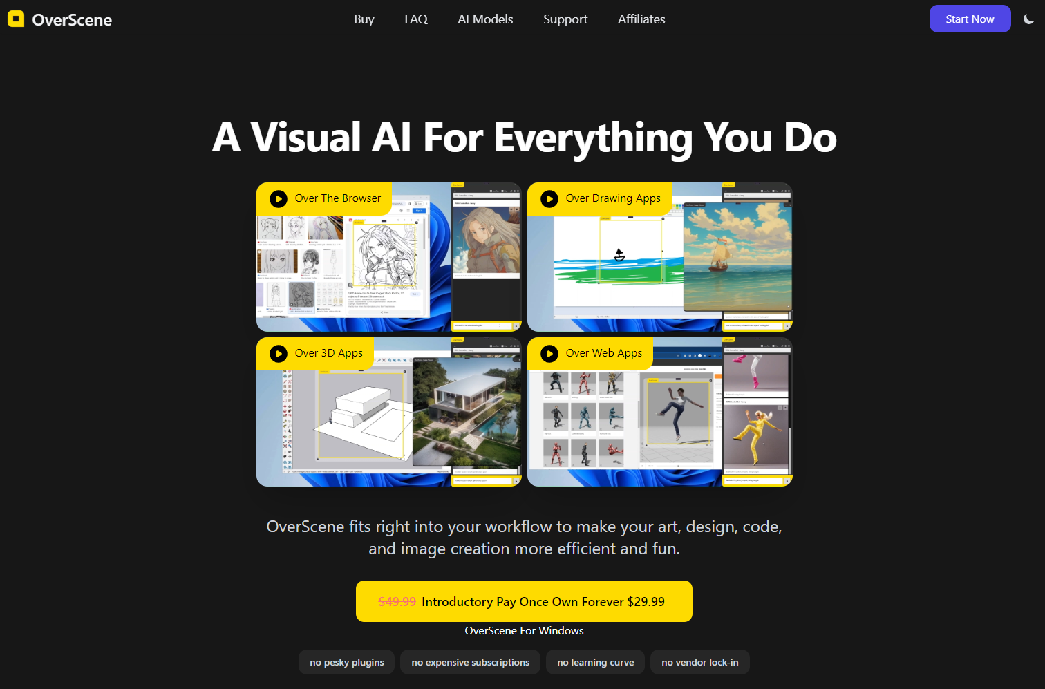 Screenshot of OverScene, A floating AI frame that works over any desktop app